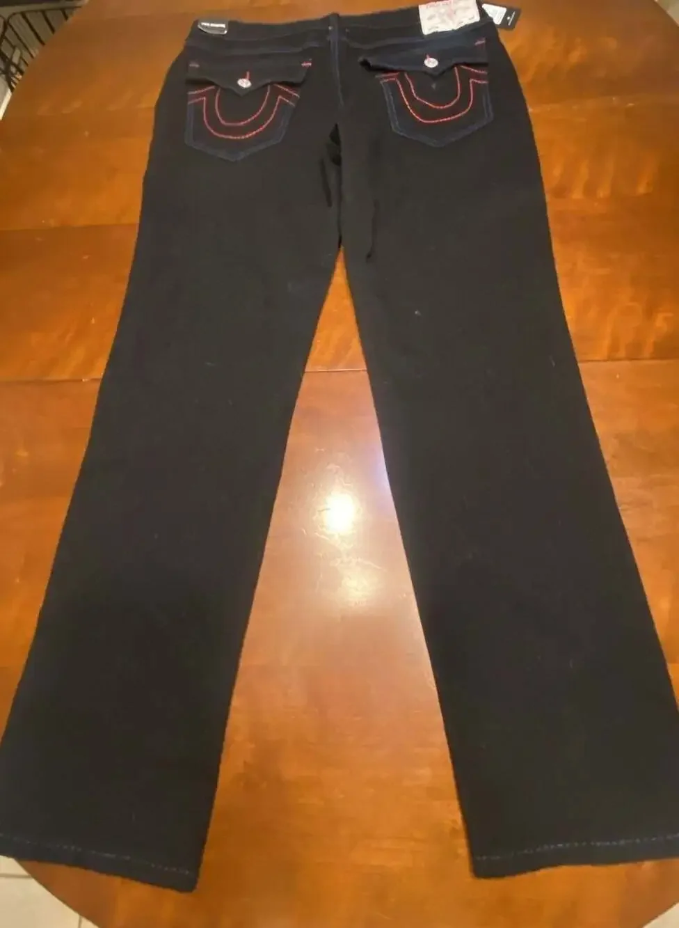 True Religion Geno Relaxed Slim Black Denim Jeans